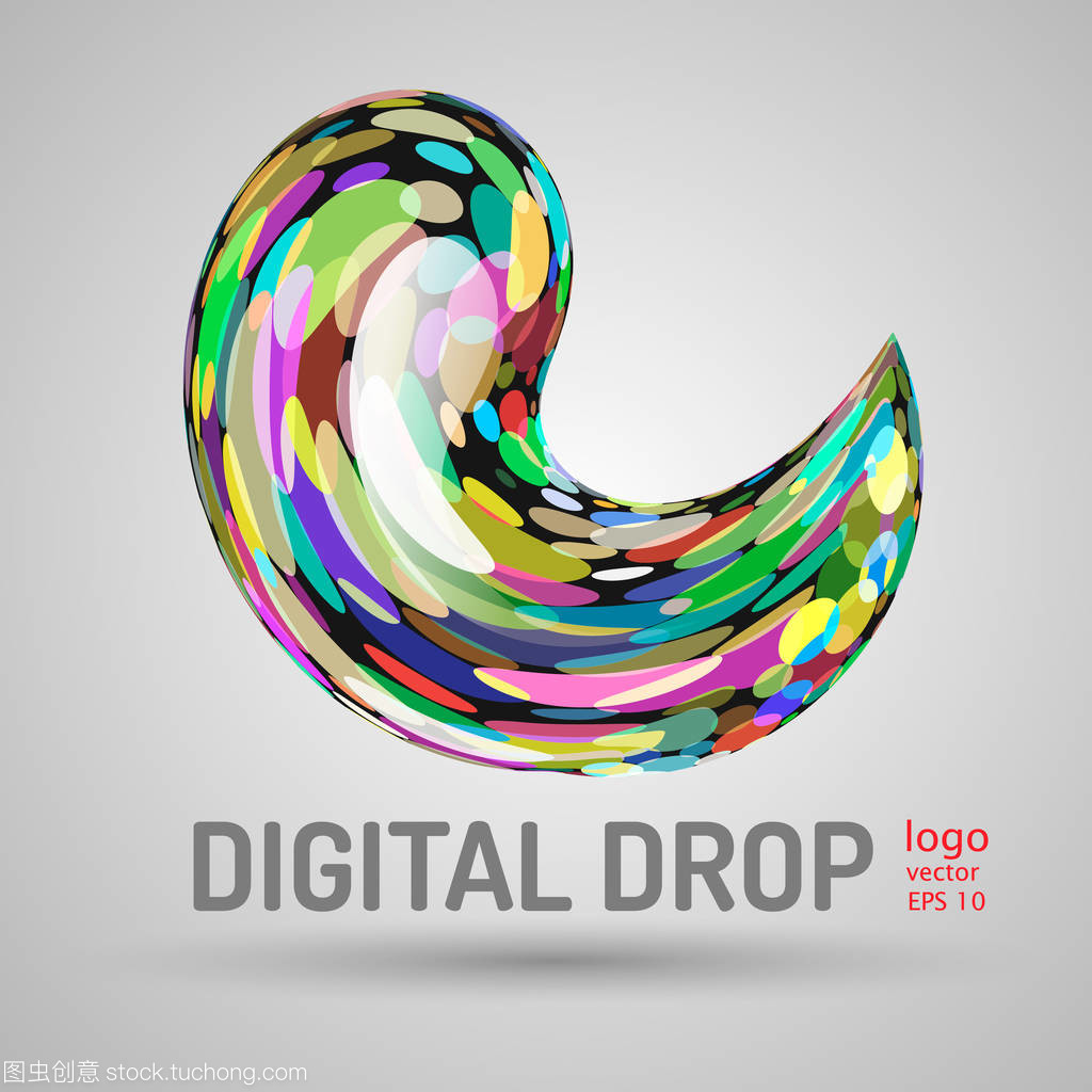 數字混合 矢量現實中的3D色水降與灰色背景廣告設計探索